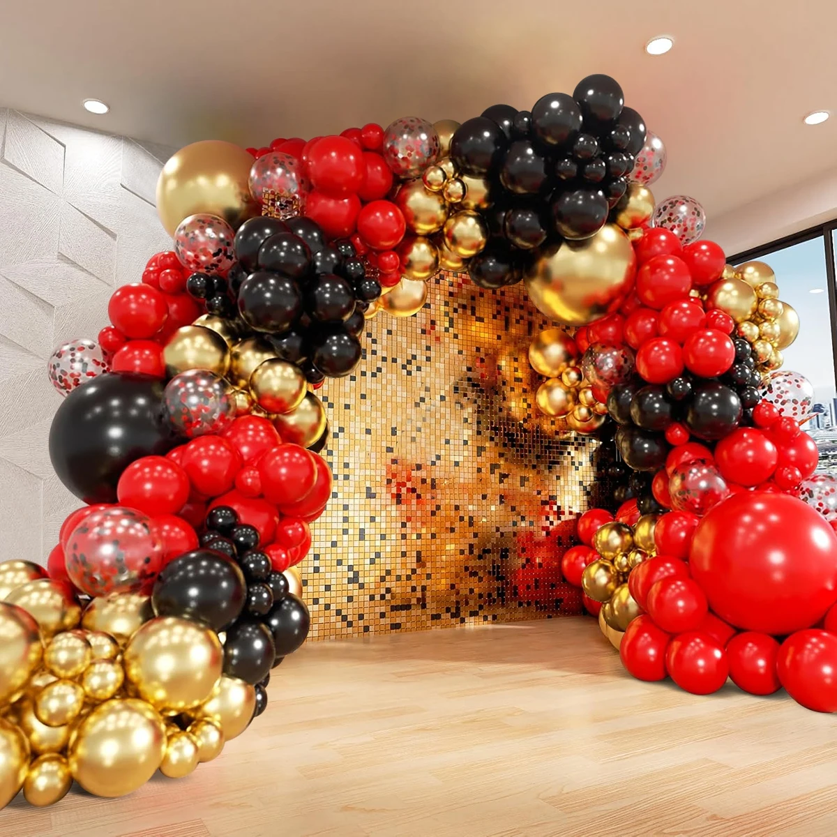 131 шт. красные черные золотые воздушные шары в форме арки конфетти для гоночного