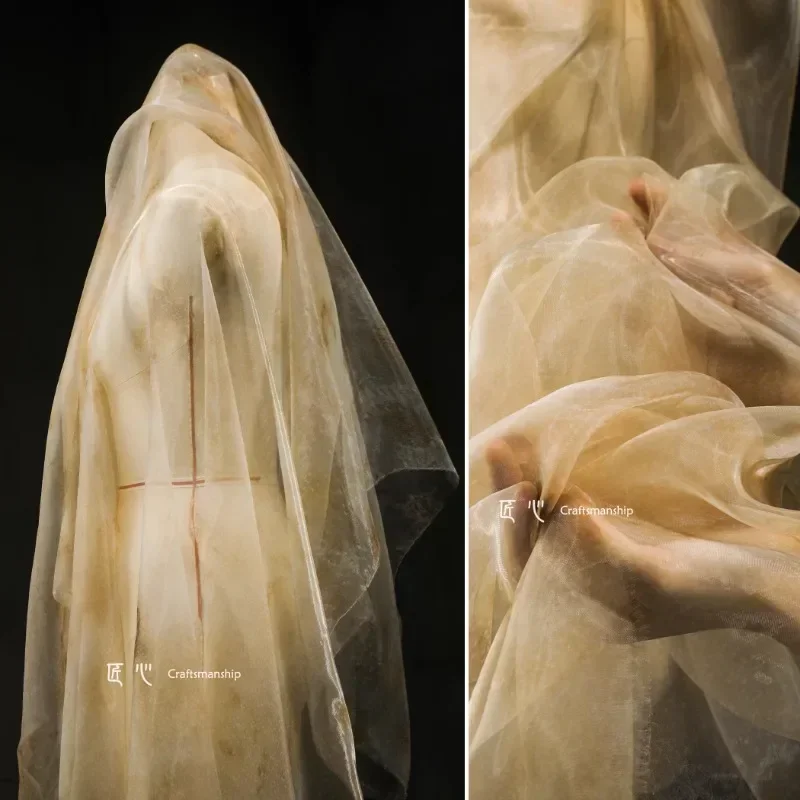 Ткань из органзы трава дерево прозрачная дизайнерская свадебная одежда оптовая