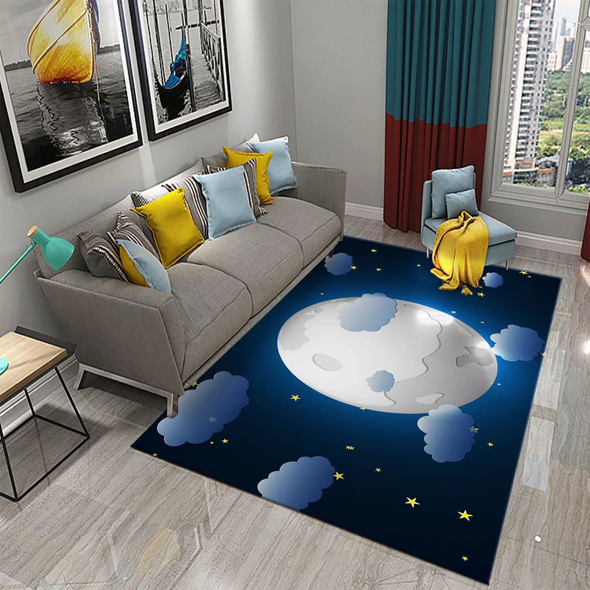 

Carpet Cartoon Dream Moon Romantic Cozy Rug Living Room Bedroom Hotel Room Lounge Home Decor Sofa Table Floor Area Rug Kitchen