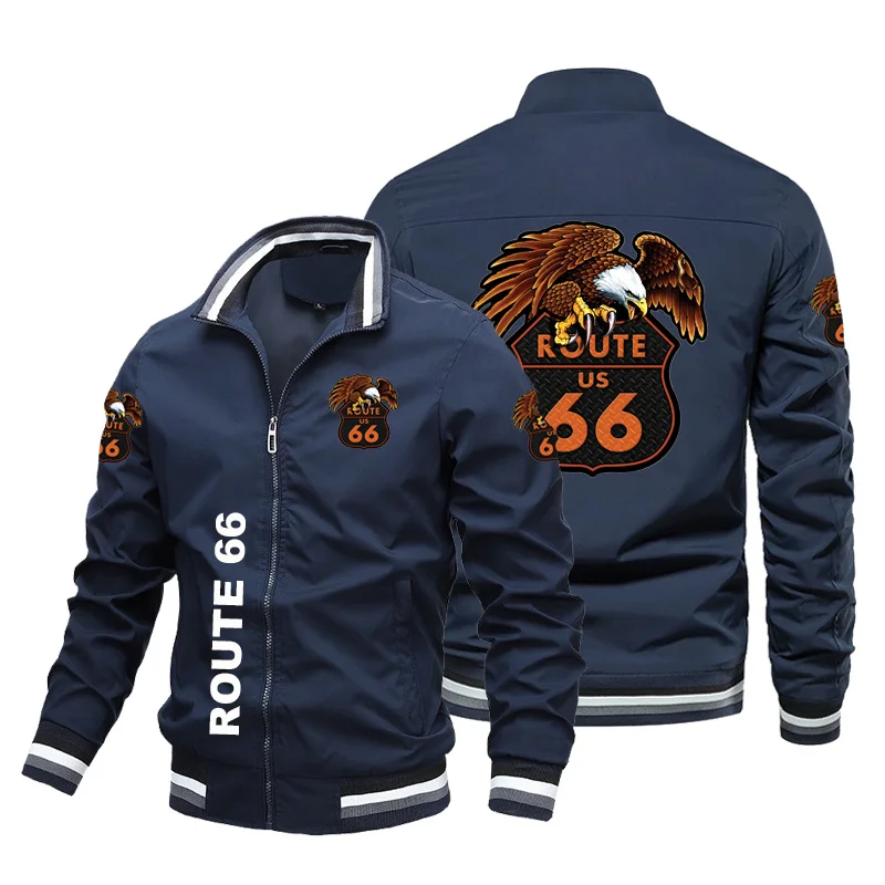 

2023 New Fashion Motocoss Casual Men's Route 66 Printed Jacket Baseball Jacket Pilot Jacket European Size Jacket Large s-5XL