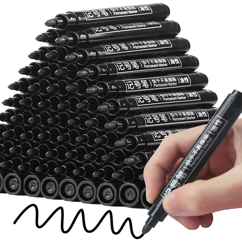 5pcs Waterproof Permanent Marker Pens For Logistics 1-3 Mm N