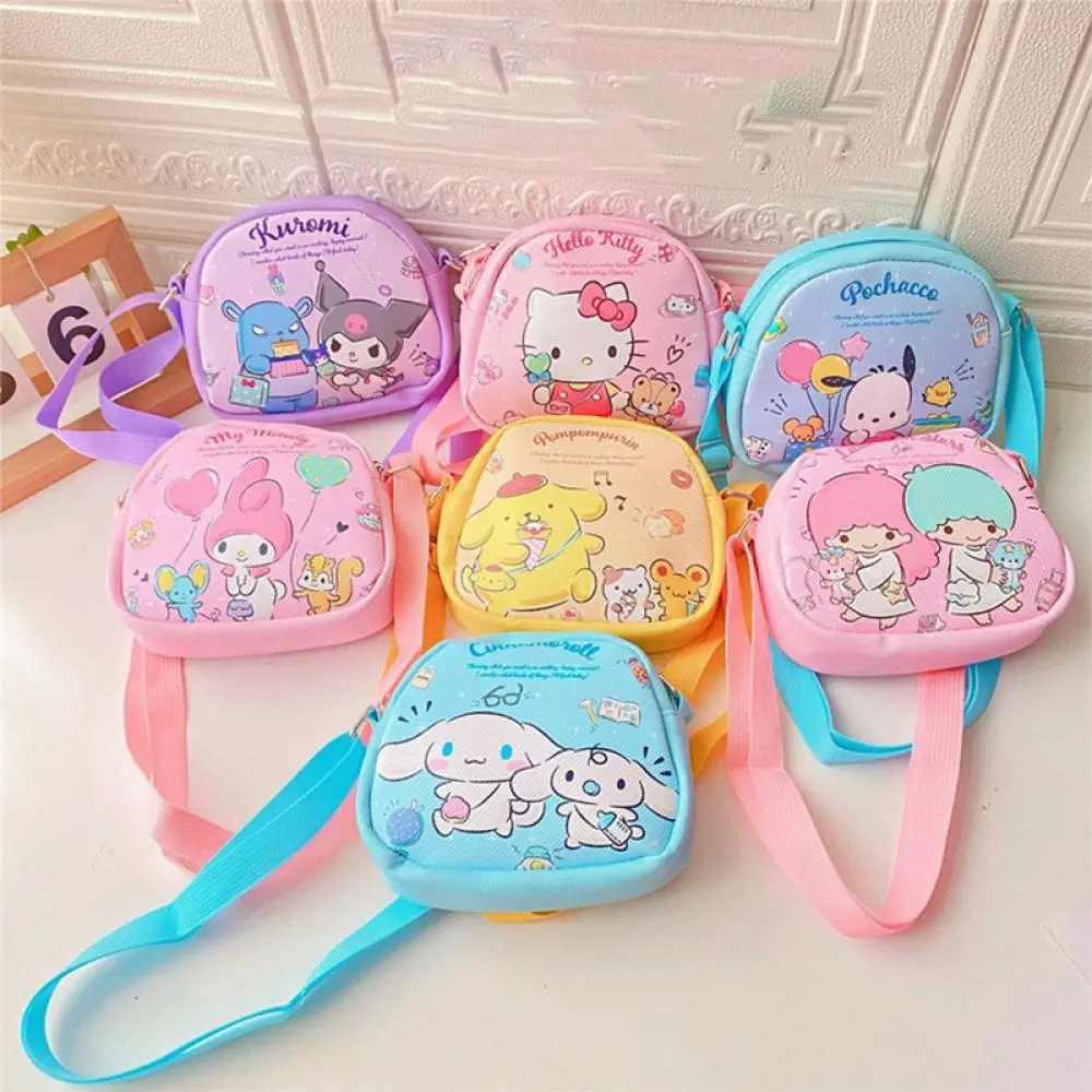 

Kawaii Anime Kuromi Sanrioed Cartoon Children's Messenger Bag Mymelody Portable Student Kt Cat Cute Storage Bag Fashion Gift