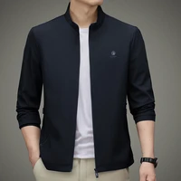 2022 spring and autumn zipper cardigan mens clothing classic casual solid color stand collar jacket soft and comfortable coat
