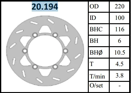 Задний тормозной диск для мотоцикла Kawasaki KLR300R/96-08 KLX250/98-08 KX125 KX250/89-02 KX500/90-04 KDX125 KDX200