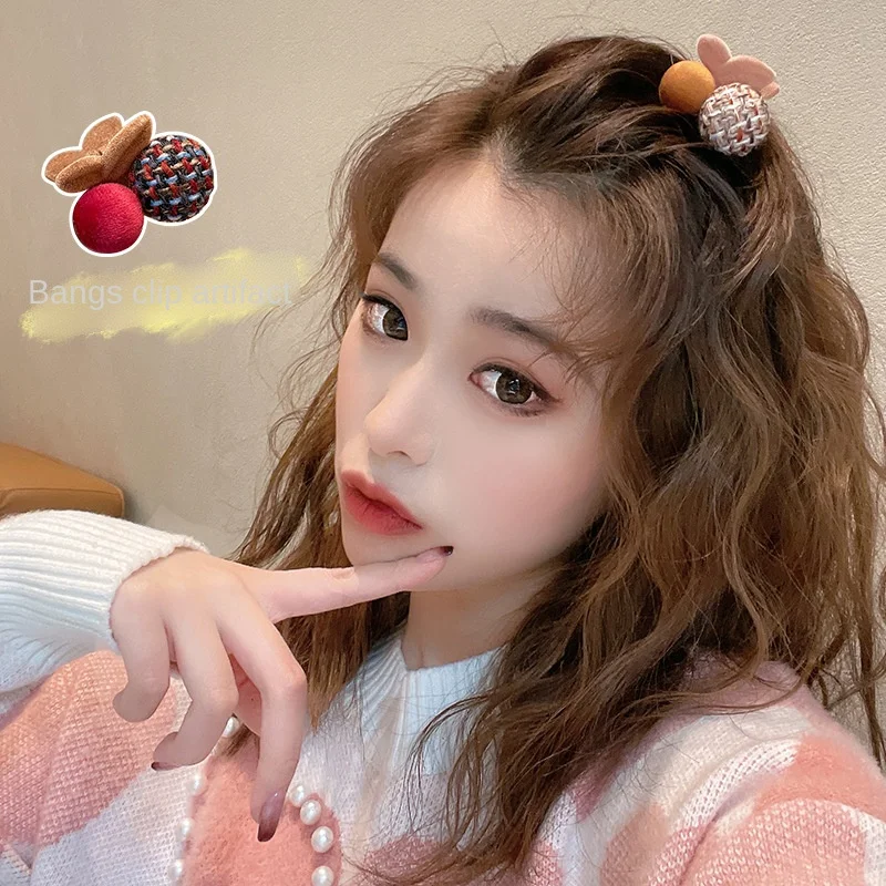 

Hair ball knitted bangs small grab clip forehead broken hair female Korean head hairpin cute clip headdress hairpin hair grab