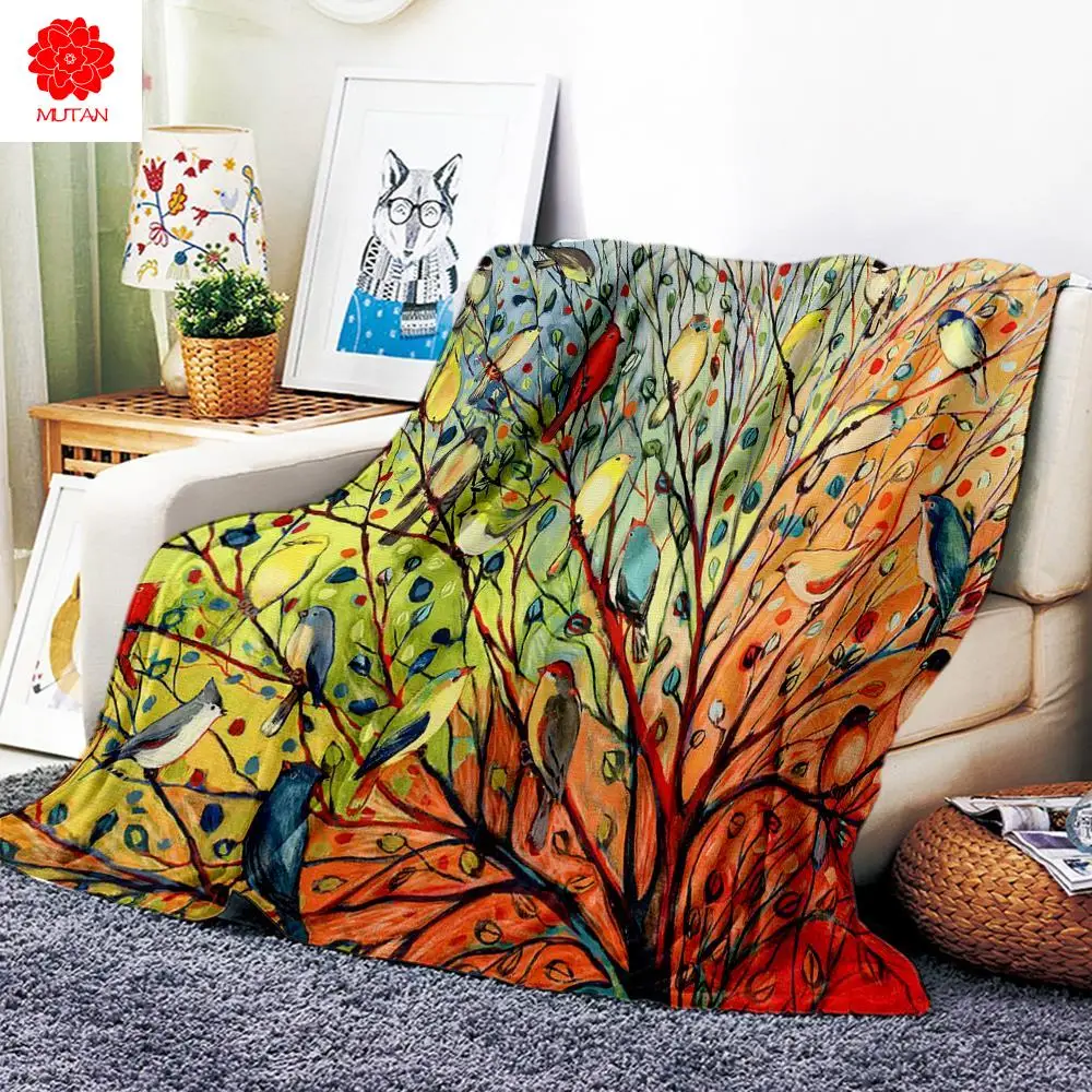 

Bird Plush Blanket Toss on Sofa Home Decor Soft Heat Washable Blanket