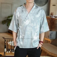2022 oriental male clothes tang suit traditional chinese dragon men shirt top cheongsam chinese kung fu tai chi master costume