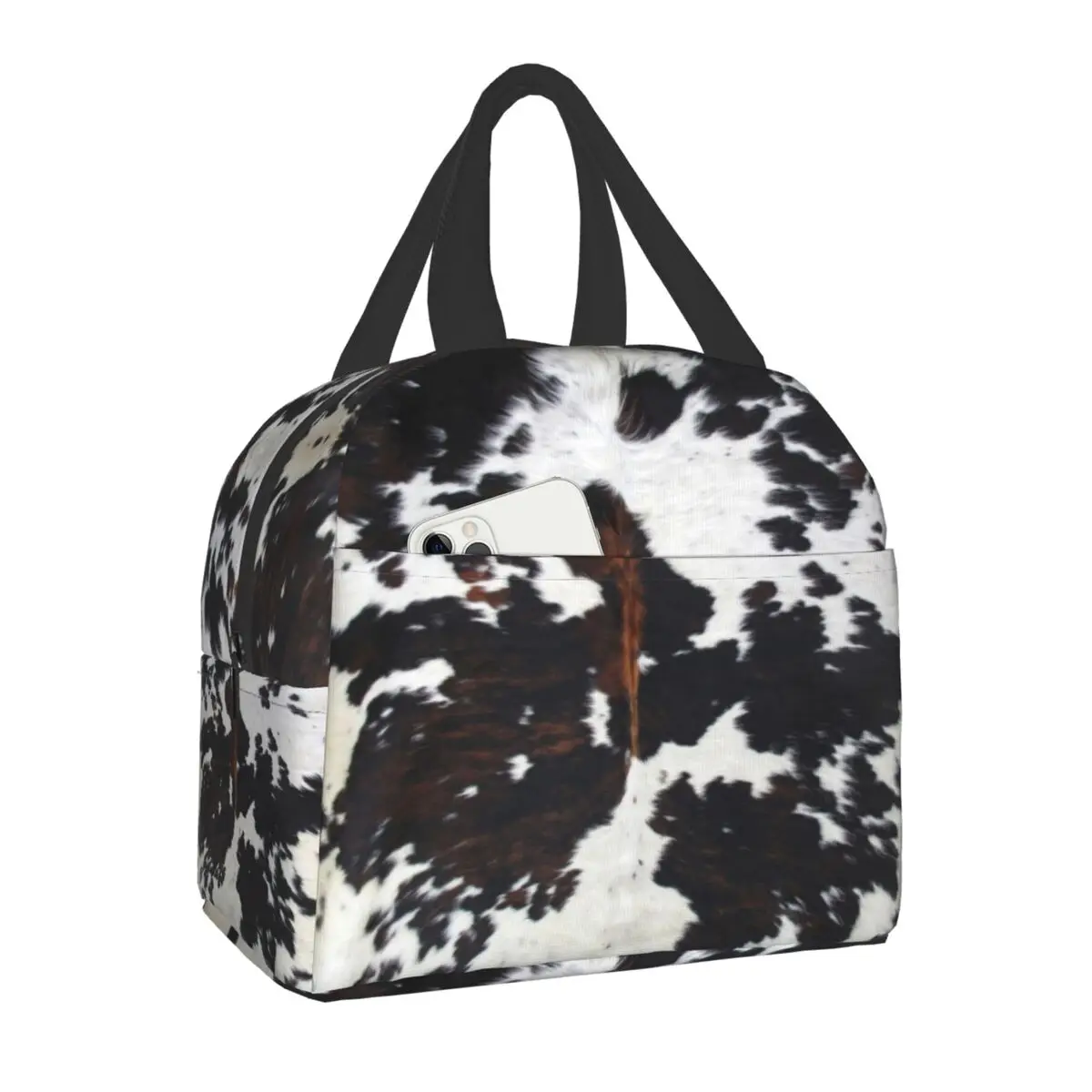 Animal Cowhide Texture Cow Print Lunch Bag for School Office Picnic Leakproof Insulated Cooler Thermal Lunch Box Women Children