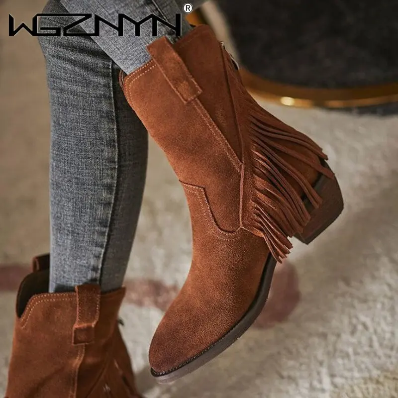 

Осенне-зимние ботинки, женские базовые ботильоны, женские ботинки на платформе с острым носком и молнией, женская обувь, теплые ботинки с бахромой, женские плюшевые ботинки