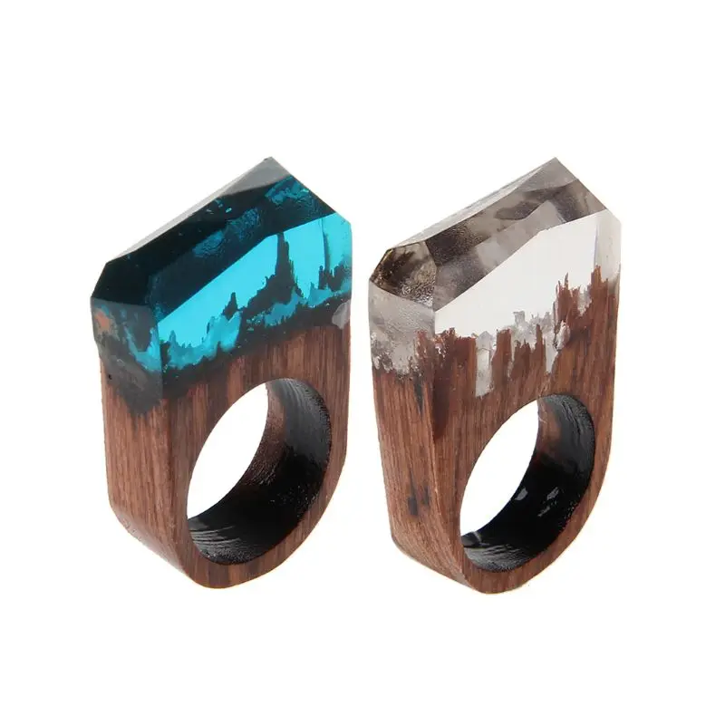 

Carved Pattern Ring Mens Secret Forest Scenery Ring Blue Color Finger Decor