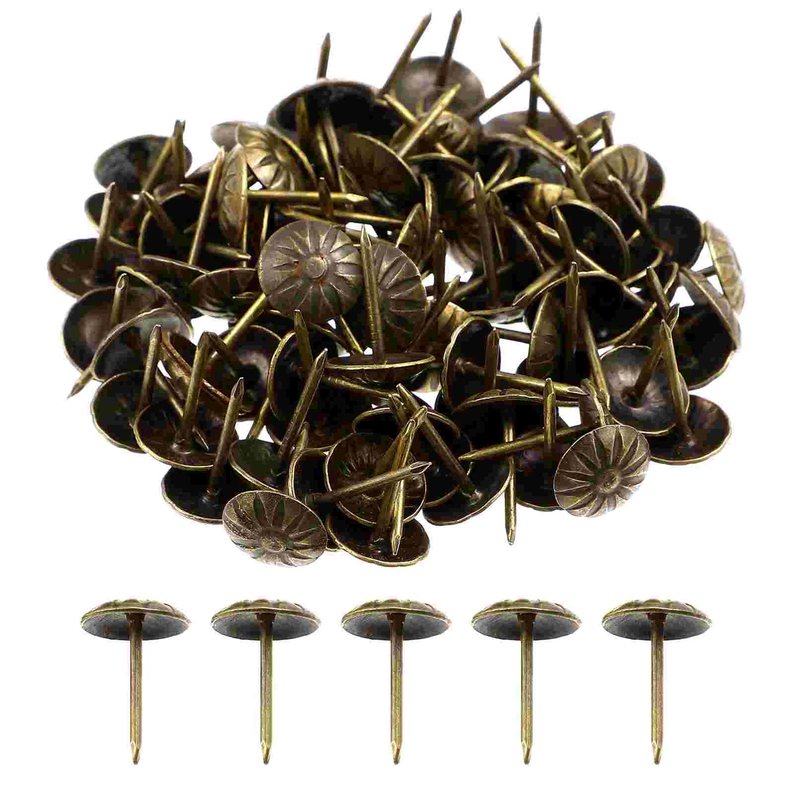 

100 Pcs Upholstery Nails Flower Nails Pins Decorative Furniture Tacks for Sofa
