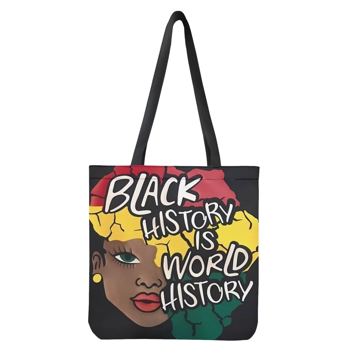 Drop Ship 1pcs Women Totes Bag Black History Culture Design Double Sided Print Reusable Eco Bags for Ladies Shopping Shoulder