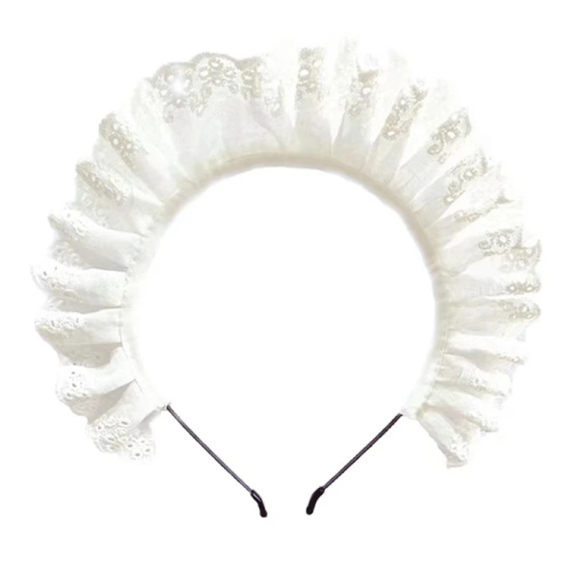 

Sweet Women Washing Face Hairband Pleated Laces Elegant Hollow Out Pattern Headbands Lolita Hair Hoop for Girls