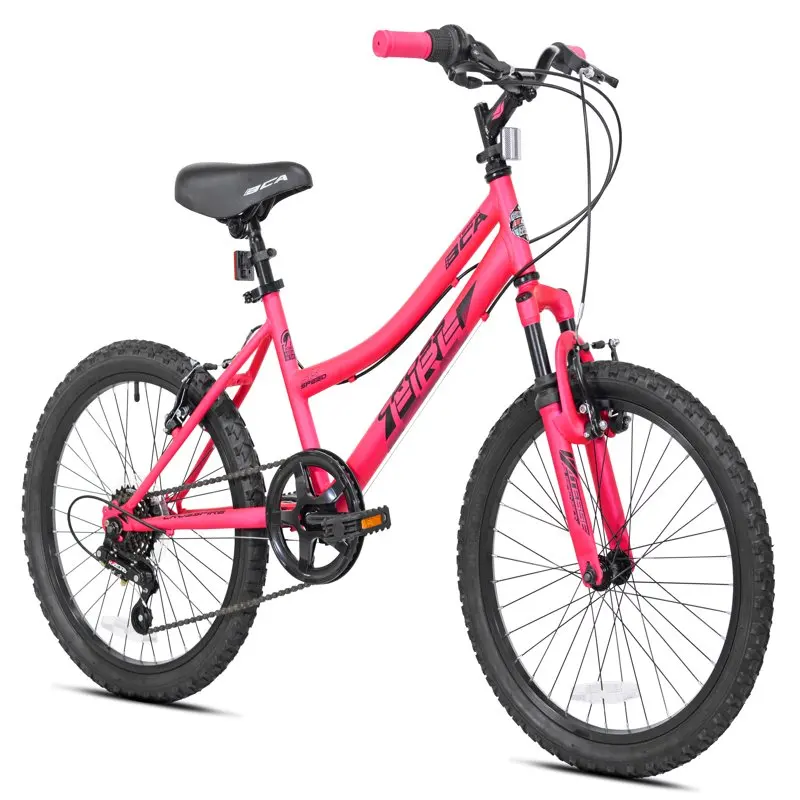 

BCA 20" Crossfire 6-Speed Girl's Mountain Bike, Pink/Black Bicycle Shock Absorption Strong Load-Bearing Capacity Portable Comfor