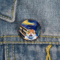 the screaming hamster printed pin custom funny brooches shirt lapel bag cute badge cartoon jewelry gift for lover girl friends
