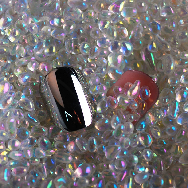 

20g/pack Miniature Stones Irregular Shapes Jelly Beans Stone Holographic Beads No Hole UV Resin Crafts Jewelry Making Supplies