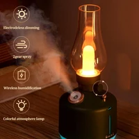 usb chargeable retro kerosene lamp air humidifier with led light aromatherapy diffuser wireless mist maker for home decoration