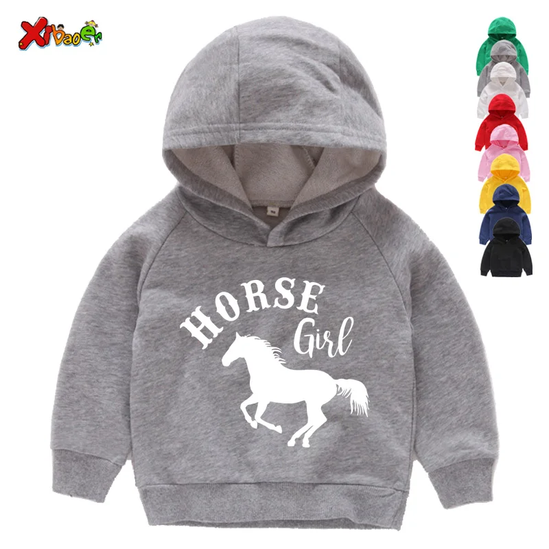 Детские черные толстовки с капюшоном и принтом лошадей | Детская одежда обувь