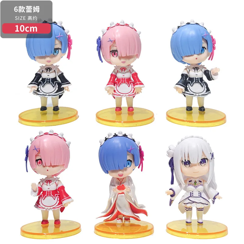 6pcs/set 10CM Anime Re:Life in a different world from zero Ram Rem PVC Action Figure Collection Model Ornaments Doll Toys gifts