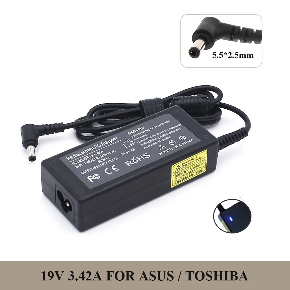 

19V 3.42A 5.5x2.5mm 65W AC Laptop Adapter Charger for Asus X401A X550C A450C Y481 X501LA X551C V85 A52F X555 / TOSHIBA / GATEWAY
