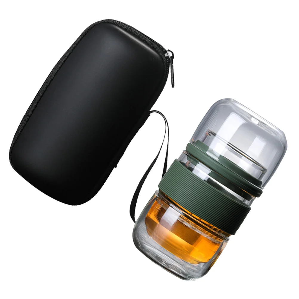 All-in-One Travel Tea Set Portable Glass Tea Set with Carrying Case (Green)