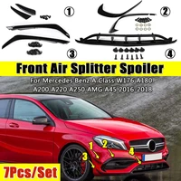 7pcs front lip spoiler with side splitter canards apron for mercedes for benz w176 a180 a200 a250 a45 for amg 2016 2017 2018