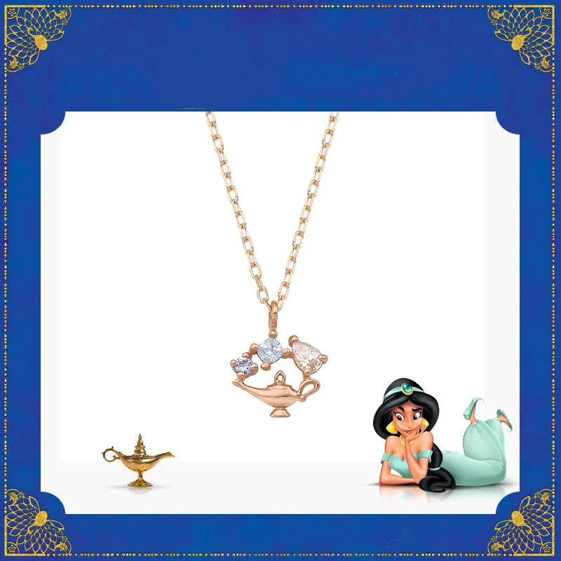 Ожерелье Принцессы Диснея Жасмин аниме мультфильм Аладдин лампа Стразы Подвеска