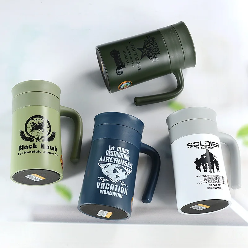 

Office Thermos Cup Men's Tea Portable Vacuum Stainless Steel Coffee Beer Mug with Handle Large Capacity Water Cup