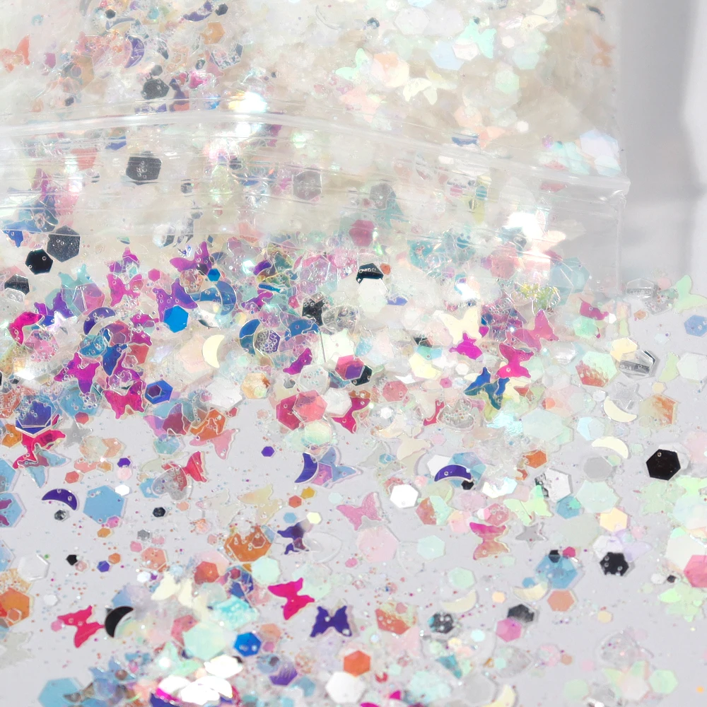 

50g/Bag Hybrid Star/Moon/Butterfly Nail Art Glitter Sequins Ultra Thin Mermaid Nail Sparkly Paillettes DIY Manicure Decorations