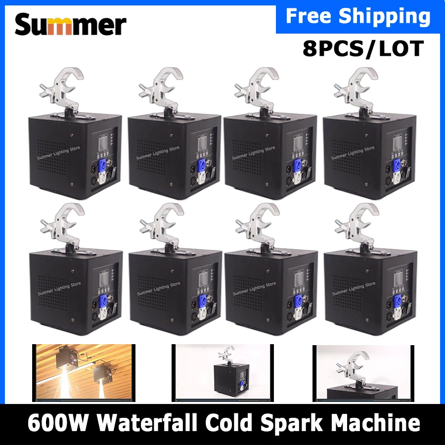 

No Tax 8Pcs New Style DMX 650W Remote Control Stage Effect Cold Firework Spark Fountain Machine For Night Club Wedding Dj Spark