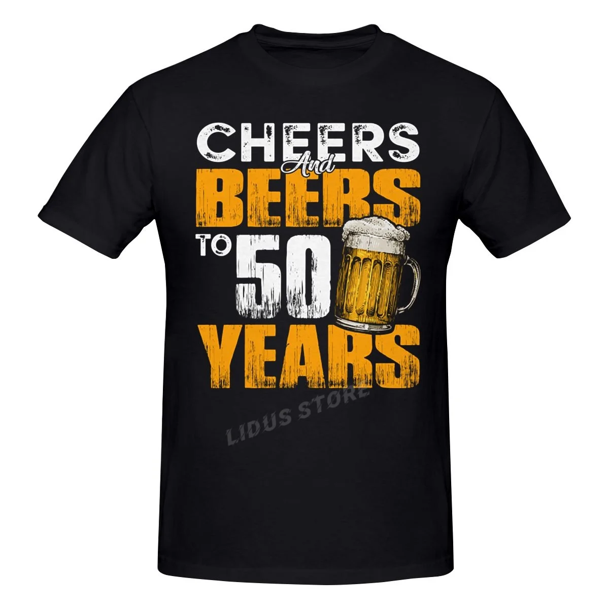 

Футболка с надписью «Cheers And Beer To 50 лет», забавная тенниска на 50-й день рождения с изображением любителей пива в стиле Харадзюку, модная класси...