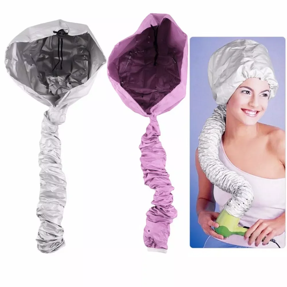 

Comfortable Home Portable Salon Hair Dryer Cap Soft Bonnet Attachment Haircare Large Bouffant Lightweight Caps Silver Pink