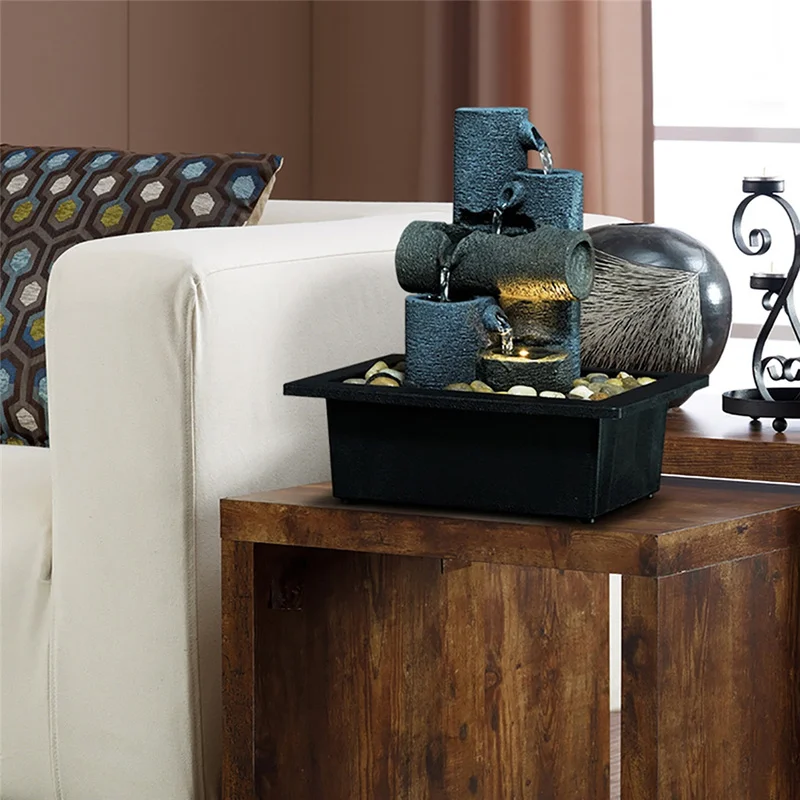 Продажа 4 уровня каскадных смолы-рок падает Настольный водяной фонтан с светодиодный геомантического мяч для офиса кабинет домашние стол Декор Цена 4 уровня каскадных смолы-рок падает Настольный водяной фонтан с светодиодный геомантического мяч для офиса кабинет домашние стол Декор