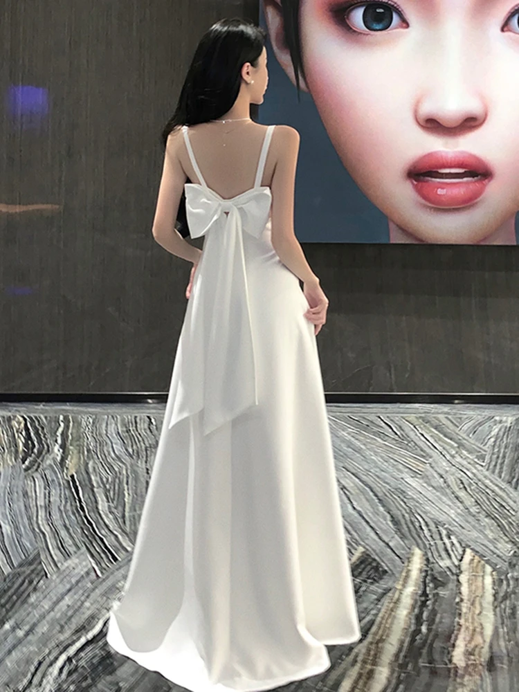 

New Women Summer Midi White Long Dress Spaghetti Strap Sexy A Line Elegant Evening Prom Wedding Party Clothes Vestidos