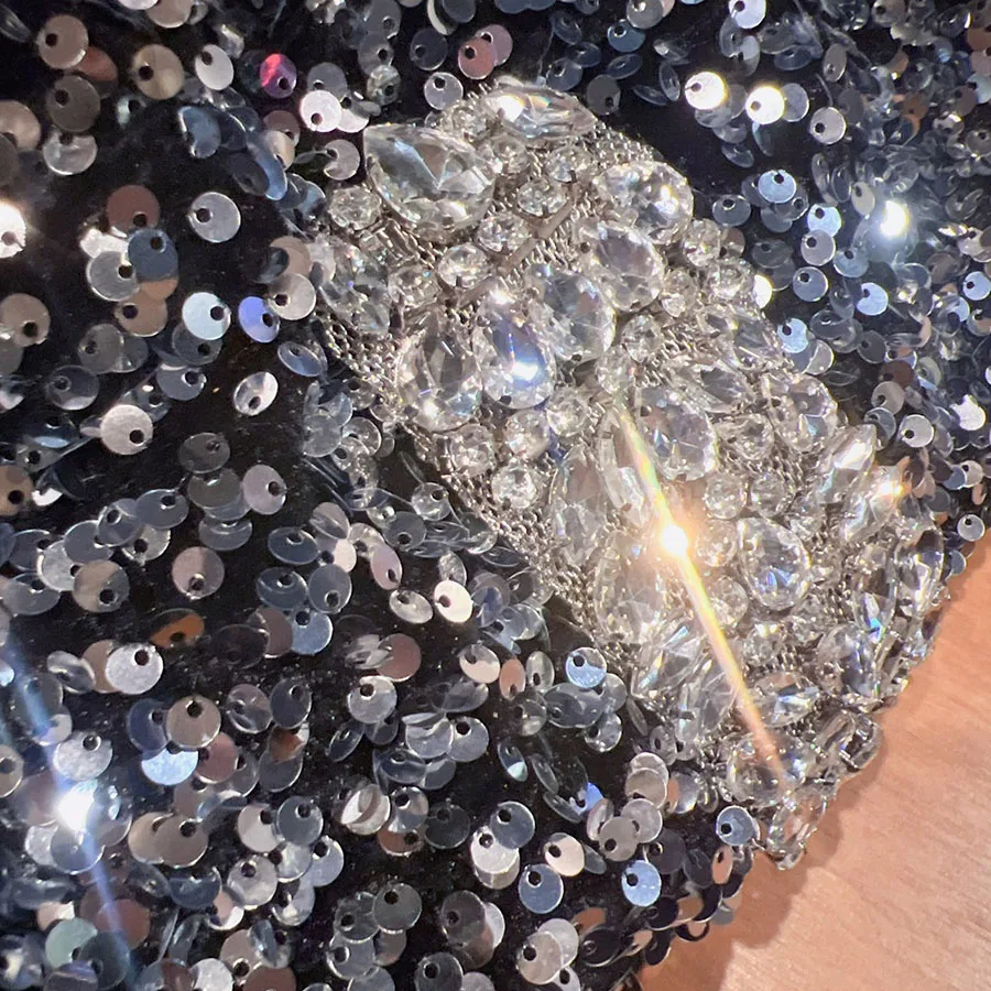 Роскошная сумка для пельменей с блестками и бриллиантами женская модная на одно