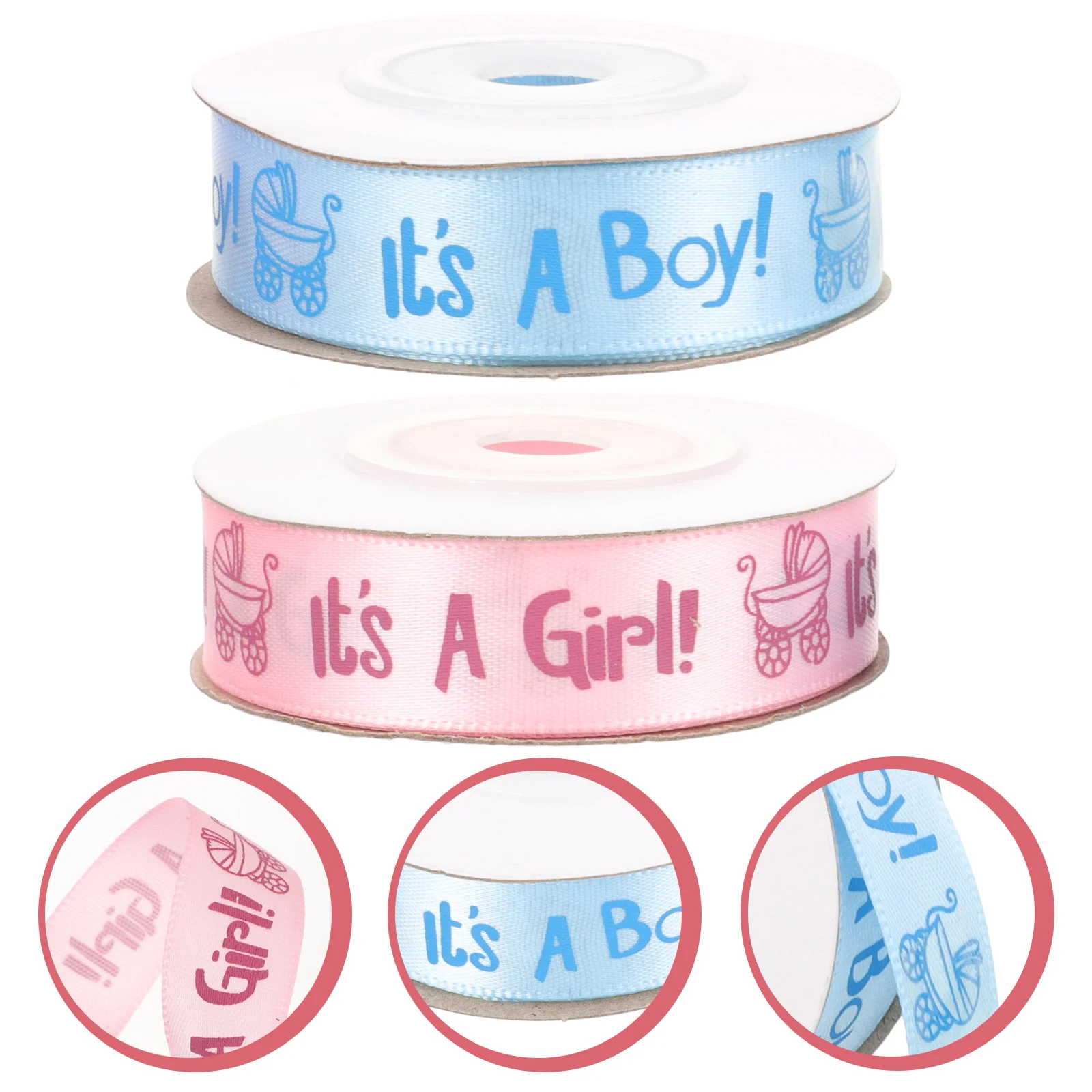 

2 Rolls of Package Wrapping Ribbons Gift Ribbons Cute Packing Ribbons for Baby Shower