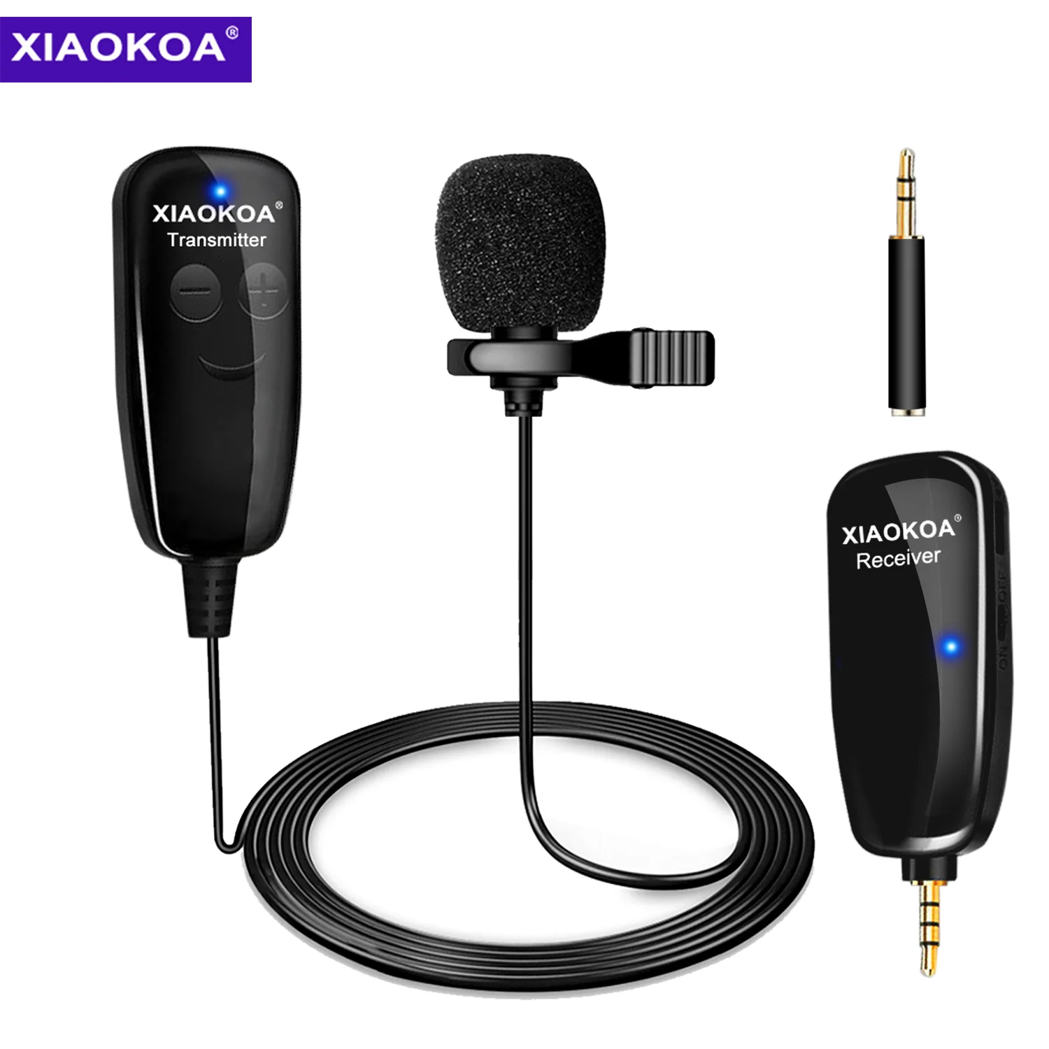 XIAOKOA UHF Lavalier Lapel Wireless Microphone Recording Vlog Youtube Live Interview for Iphone Ipad PC Android DSLR Microphone