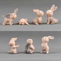 7pcs easter rabbit figurine cartoon animal model moss landscape resin craft home miniature fairy garden decoration accessories