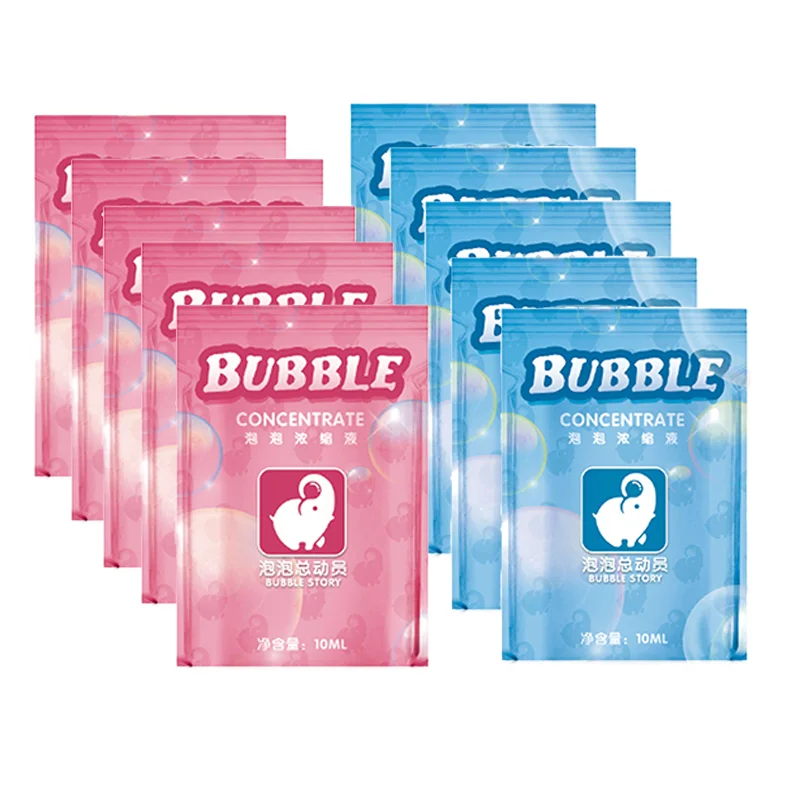 

New 100ml Bubble Liquied Concentrate Soap Water For Kids Toys Guns Bazooka Bubbles Accessories Set Non-Toxic and Leak-Free 10pcs