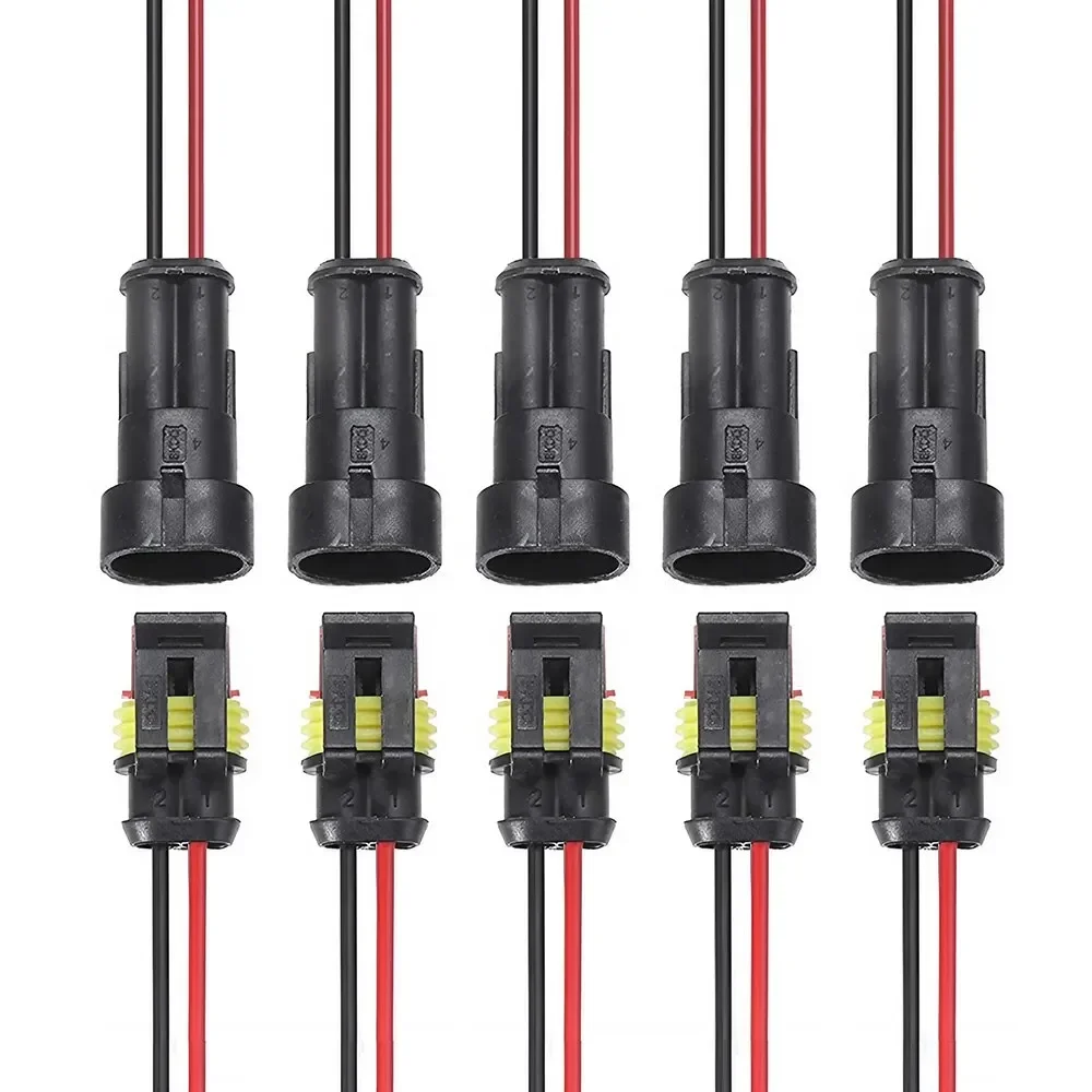2-контактный разъем, водонепроницаемый разъем, штекер и гнездо, провод 20AWG, подходит для автомобилей, грузовиков, лодок, другие Проводные соединения, 5 пар