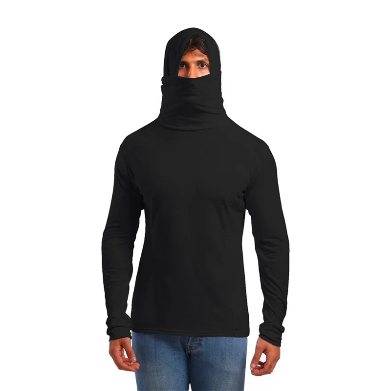 

Men's Mask Hooded Long Sleeve T-Shirt Men's Bottoming Shirt