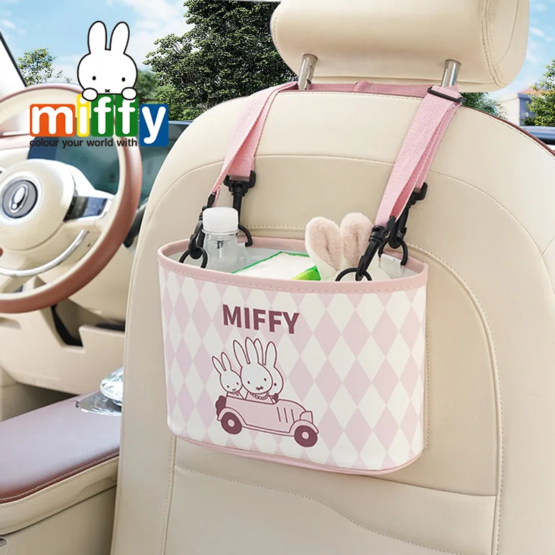 Фото Мультяшный автомобильный стул Miffy, ящик для хранения спинки, креативный многофункциональный ящик для хранения мусора, подвесной мультяшный мусорный бак, Рождественский подарок №2