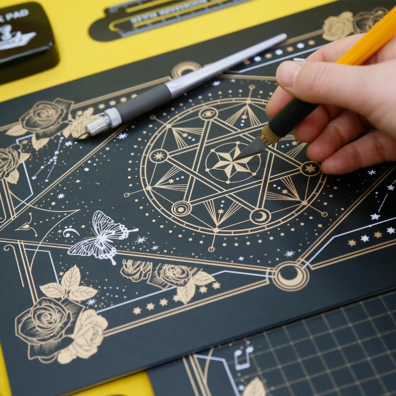 Creative Black Magic Array Cutting Mat  A4 Self Healing Craft Mat Craft Card Fabric Leather Paper Cutting Tool Pad Writing Pad