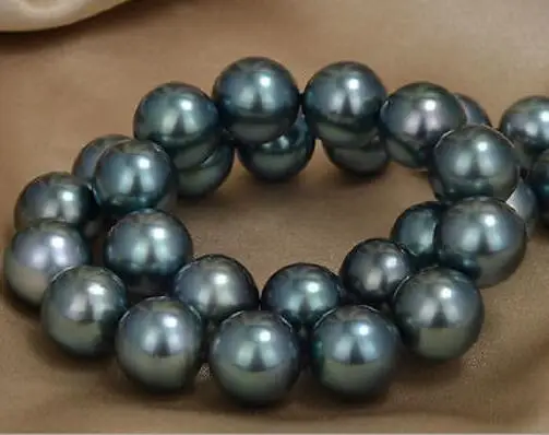 

Бесплатная доставка, ожерелье из таитянского черного и зеленого жемчуга AAAA круглой формы 18 дюймов 8-9 мм