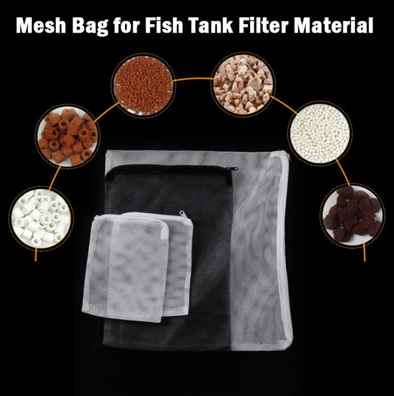 5Pcs Filter Mesh Bag For Aquarium Fish Tank Bio Ball Carbon Media Ammonia Ceramic Ring Isolation Accessories - купить по выгодной