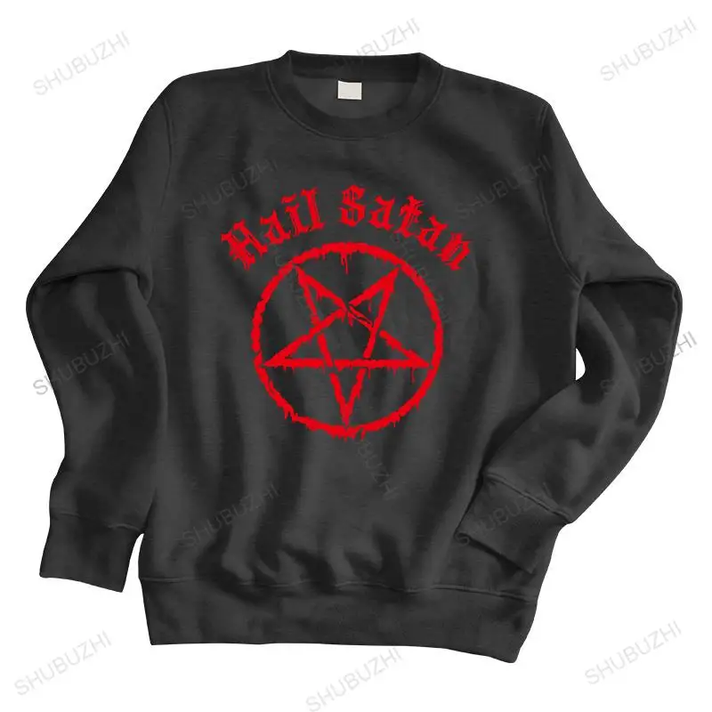 

men autumn sweatshirt black hoody Hail Satan hoodies Mens Pentagram Rock Goth Unholy Satanic Punk Emo brand hoodie thin style