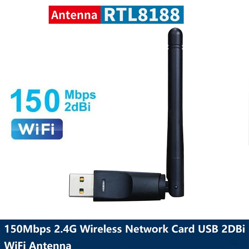 

150Mbps 2.4G Ralink-RT8188 Wireless Network Card USB 2Dbi Wifi Antenna LAN Adapter Dongle Network Card For PC Laptop