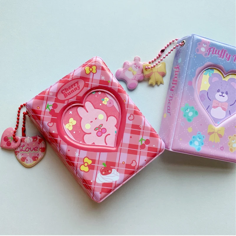 

40 Pocket Korea Kawaii Cartoon Cherry Bunny Photocard Holder Bear Kpop Photo Album Postcard Collect Book For 3''