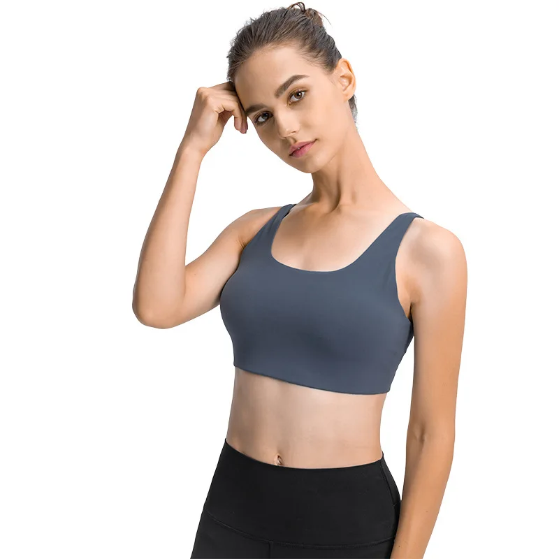 

Lulu Three rows behind the new adjustable buckles sports bra high strength shock v-shaped beauty sports bra back