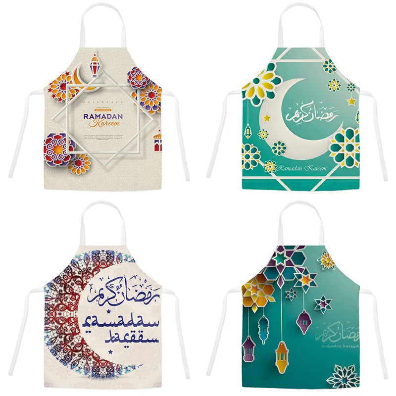 

Kitchen apron Muslim Islamic Ramadan printed apron for men and women Sleeveless anti-fouling home cleaning cooking accessories
